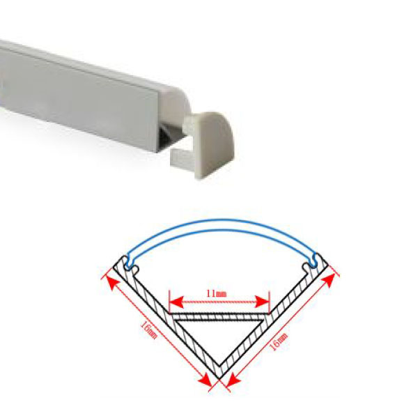 HL-BAPL006-Height 16mm Corner Recessed Extruded Aluminum Channel Profile Good heatsink For Width 10mm LED Flexible Strip Lights HL-BAPL006-Height 16mm Corner Recessed Extruded Aluminum Channel Profile Good heatsink For Width 10mm LED Flexible Strip Lights